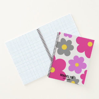 Fleurs mites Script personnalisé Carnet spiral