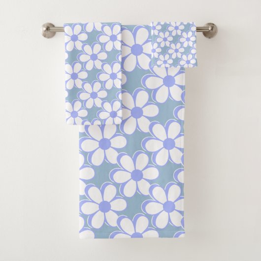 Fleurs modernes bleu clair et blanc (En situation)