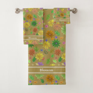Fleurs Modernes Chic et Calligraphie sur Beige Cha