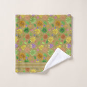Fleurs Modernes Chic et Calligraphie sur Beige Cha (Gant de toilette)