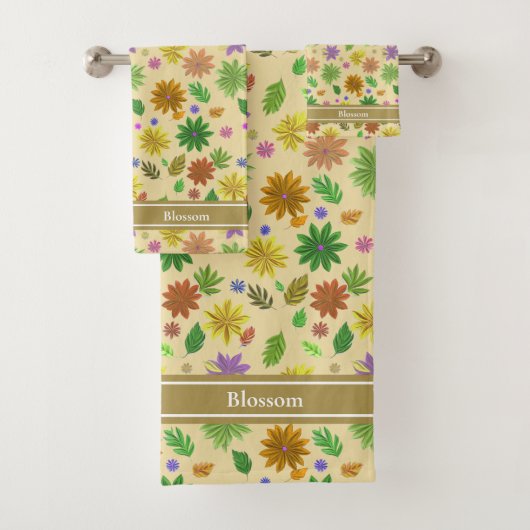 Fleurs modernes chic et texte sur beige champagne (En situation)