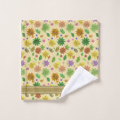 Fleurs modernes chic et texte sur Champagne Beige (Gant de toilette)