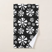 Fleurs modernes du milieu du siècle Blanc noir (Serviette à main)