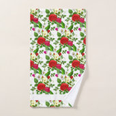 Fleurs Modernes Élégantes et Écriture sur Fond Bla (Serviette à main)
