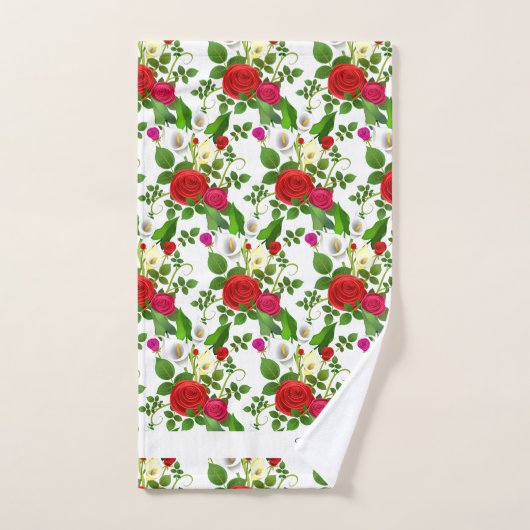 Fleurs modernes élégantes et script sur blanc (Serviette à main)