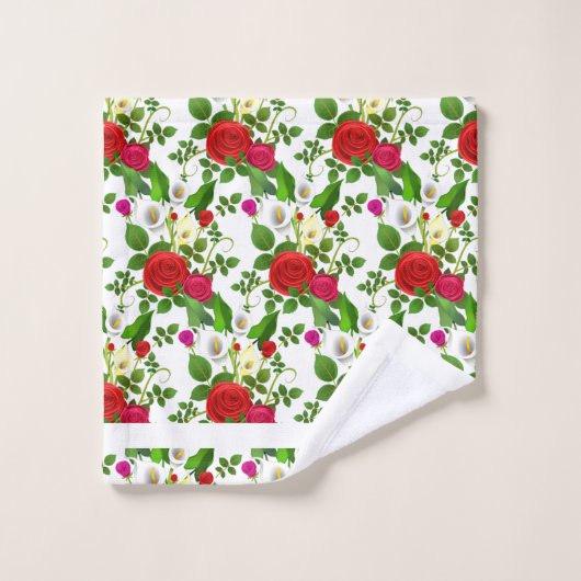 Fleurs modernes élégantes et script sur blanc (Gant de toilette)