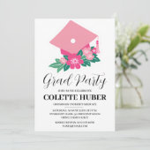fleurs modernes invitation de graduation rose (Debout devant)