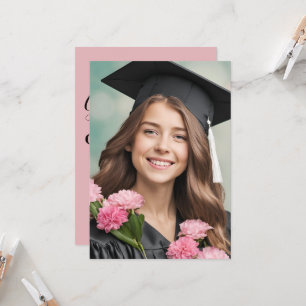fleurs modernes invitation de graduation rose