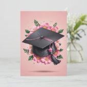 fleurs modernes invitation de graduation rose (Debout devant)