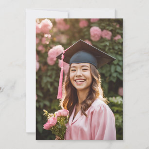 fleurs modernes invitation de graduation rose