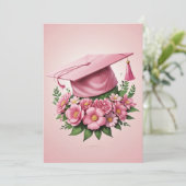 fleurs modernes invitation de graduation rose (Debout devant)