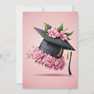 fleurs modernes invitation de graduation rose