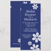 Fleurs Modes Douche nuptiale Invitation Marine Ble (Devant / Derrière)