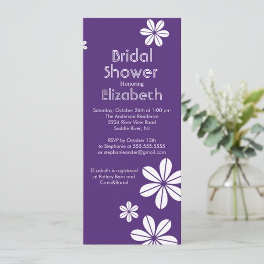 Fleurs Modes Douche nuptiale Invitation Violet (Debout devant)