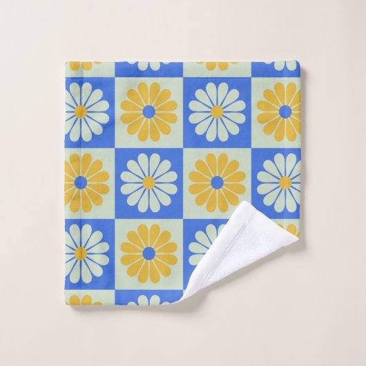 Fleurs moisissures du milieu du siècle rétro en bl (Gant de toilette)