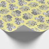 Fleurs monochromes sur papier cadeau à fond jaune (Coin)