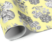 Fleurs monochromes sur papier cadeau à fond jaune (Coin rond)