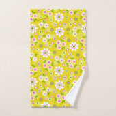 Fleurs Mood Rétro Jaune & Blanc (Serviette à main)