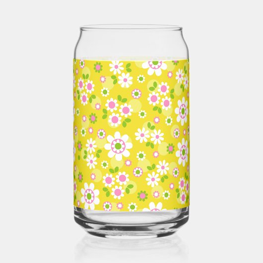 Fleurs Mood rétro Monogramme jaune et blanc (Verso)