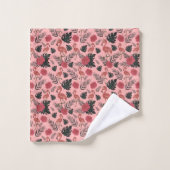 Fleurs motifs et feuilles flamands roses (Gant de toilette)