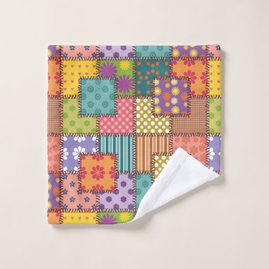 Fleurs Motifs Patchwork Polka Dot Stripe (Gant de toilette)