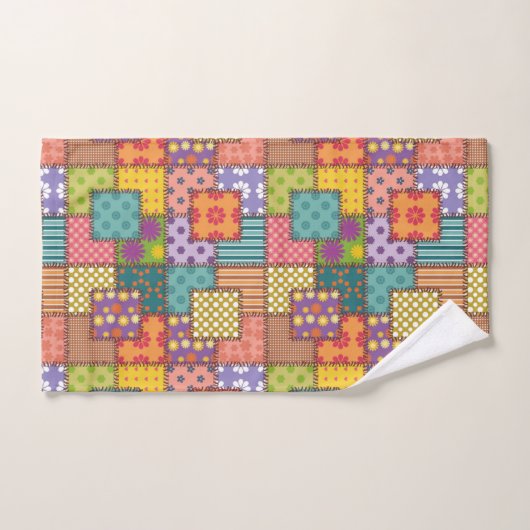 Fleurs Motifs Patchwork Polka Dot Stripe (Serviette à main)
