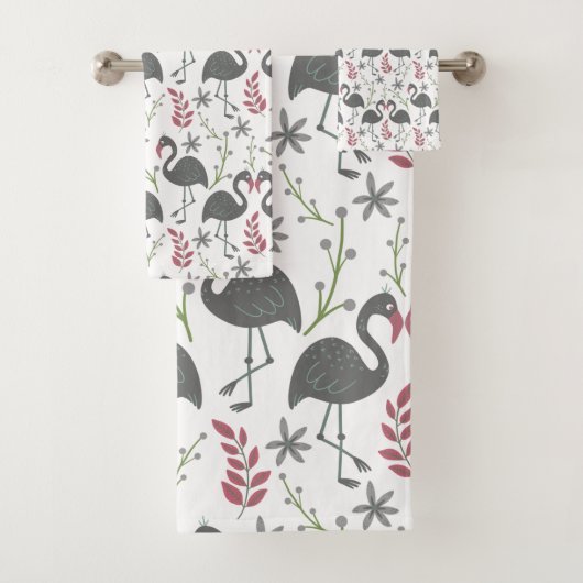 Fleurs motifs roses flamingo sans coutures, feuill (En situation)