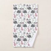 Fleurs motifs roses flamingo sans coutures, feuill (Serviette à main)