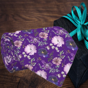 Fleurs Motifs violettes Indigo Cravate Floral