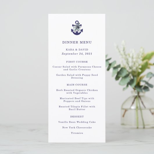 Fleurs Naautiques | Menu de mariage à l'ancre flor (Debout devant)