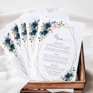Fleurs Navy, Fleurs Roses, Menu de Baby Shower de