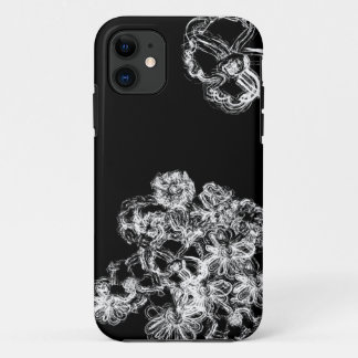 fleurs noir blanc dessinées au crayon étui iphone 
