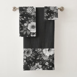 fleurs noir et blanc moderne salle de bain décorat