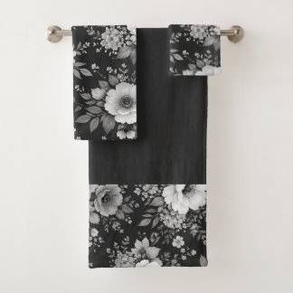 fleurs noir et blanc moderne salle de bain décorat