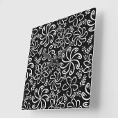 Fleurs noir foncé Horloge murale (Angle)