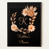 Fleurs noir marron et pêche monogrammées (Dos)