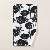 Fleurs noires, blanc, Monochrome (Serviette à main)