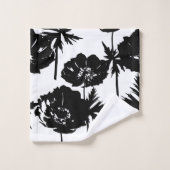 Fleurs noires, blanc, Monochrome (Gant de toilette)