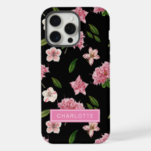 Fleurs noires botaniques avec fleurs roses