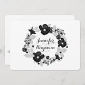 fleurs noires élégance vintage mariage invitation (Devant / Derrière)