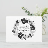 fleurs noires élégance vintage mariage invitation (Debout devant)