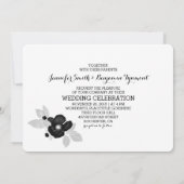 fleurs noires élégance vintage mariage invitation (Dos)