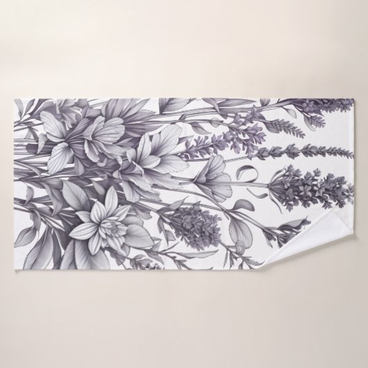 Fleurs noires et blanches (Serviette de bain)