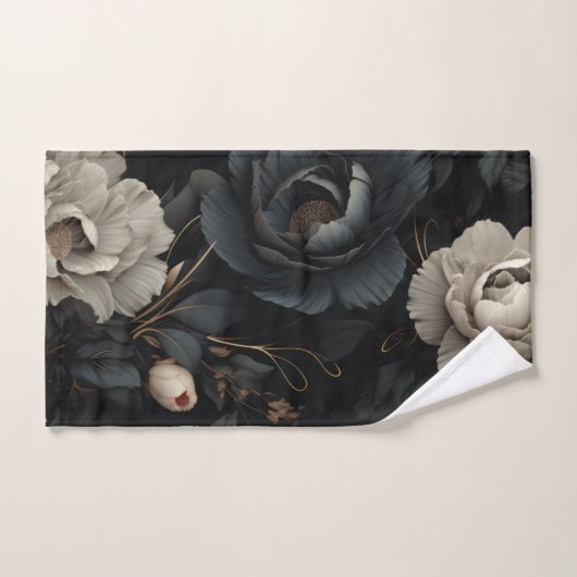 Fleurs noires et blanches (Serviette à main)