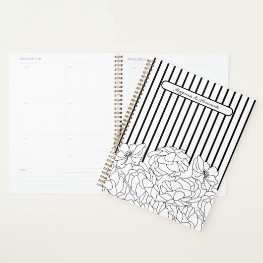 Fleurs noires et blanches avec bandes (Devant avec enveloppe)