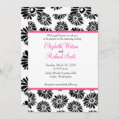 Fleurs noires et blanches funky faire-part de mari (Devant / Derrière)