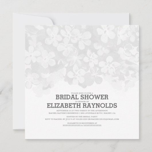Fleurs Noires Et Blanches Invitations De Douche Nu (Devant)