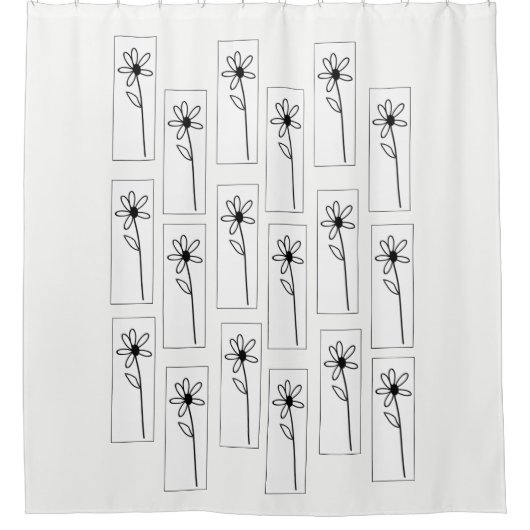 Fleurs noires et blanches Rideau de douche fleurie (Devant)