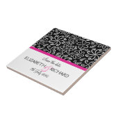 Fleurs noires et blanches "Sauvez la date" Carreau (Côté)