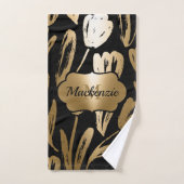 Fleurs noires et dorées (Serviette à main)